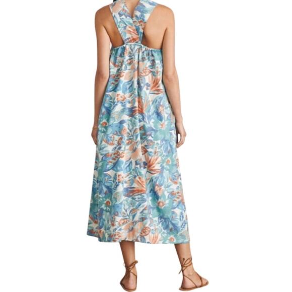 Faherty dress Bay Twist sleeveless halter midi floral size Small S - Picture 9 of 9